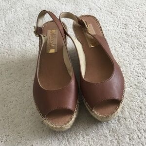 Vidoretta Hand Made Brown Leather Wedge Sandals